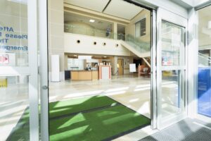 baltimore washington mat service green entrance mat in a lobby